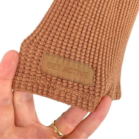 Set Active Wrap Top Women Size Medium Crop Shirt Thermal Rust Orange Long Sleeve - Picture 5 of 8